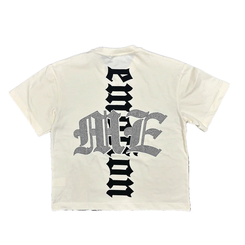 BEACH RHINESTONE TEE 'CREAM'