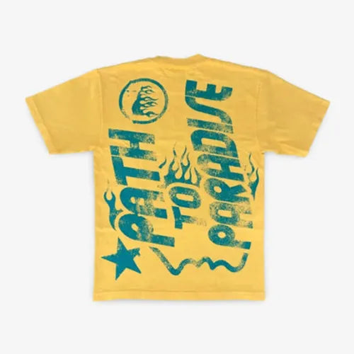 HELLSTAR T-SHIRT JESUS EMBLEM/PATH TO PARADISE 'YELLOW'