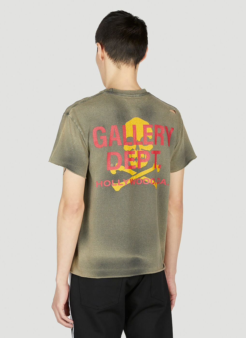 GALLERY DEPT. DISTRESSED SKULL PRINT T-SHIRT 'GREY'
