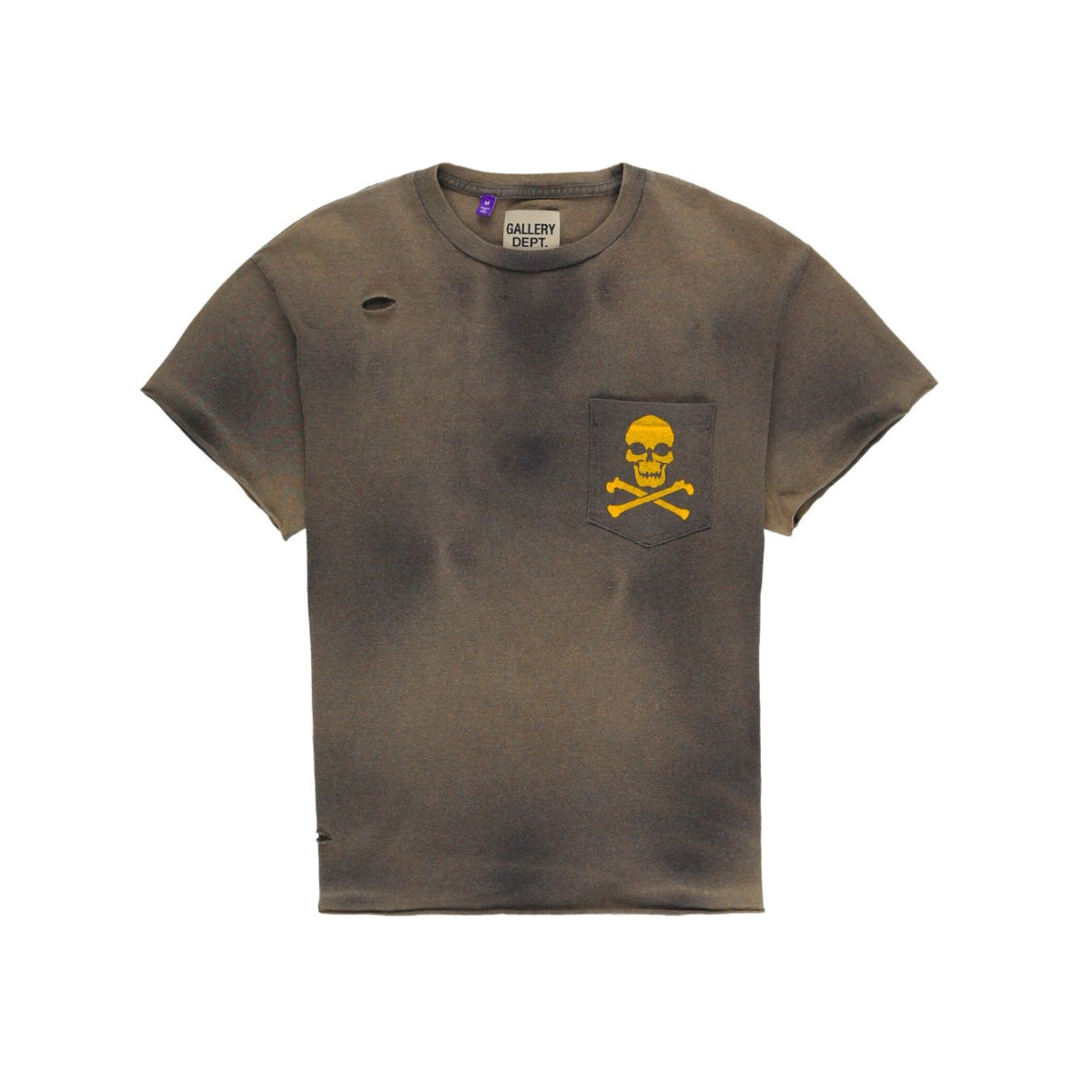 GALLERY DEPT. DISTRESSED SKULL PRINT T-SHIRT 'GREY'