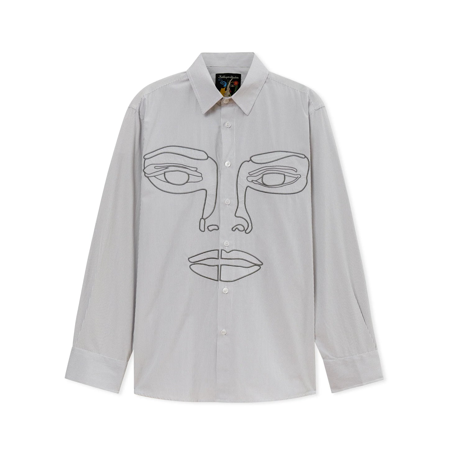 KIDSUPER FACE STRIPE BUTTON UP