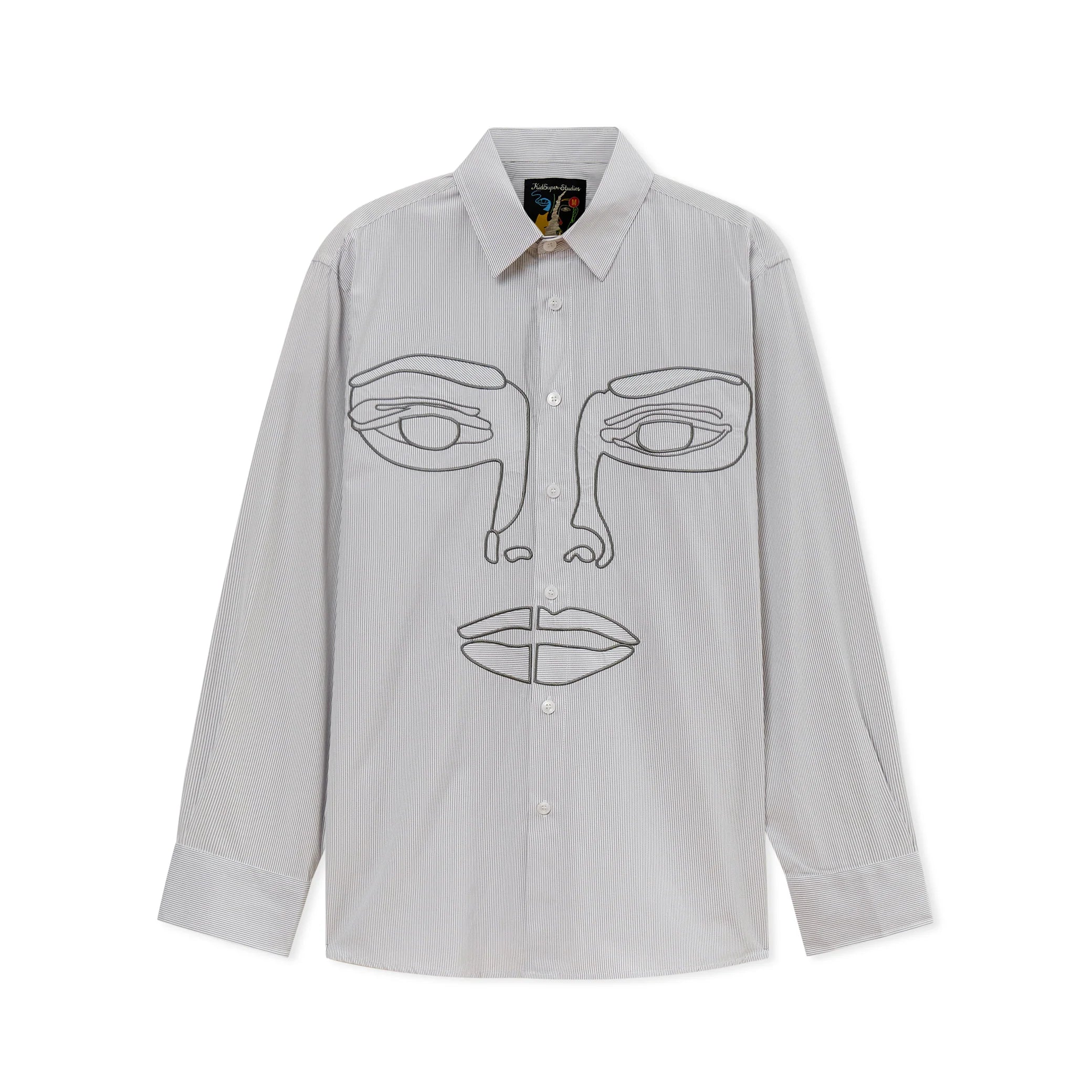 KIDSUPER FACE STRIPE BUTTON UP