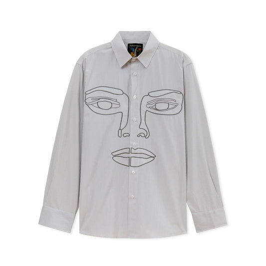 KIDSUPER FACE STRIPE BUTTON UP