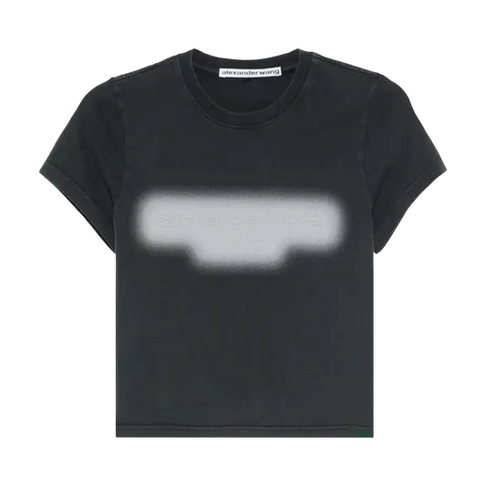 Alexander Wang Emboss Graphic Shrunken Tee 'Washed Black'