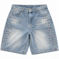 Color Embellished Blue Jorts