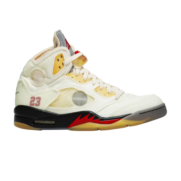 Off-White x Air Jordan 5 Retro SP "Sail", side view