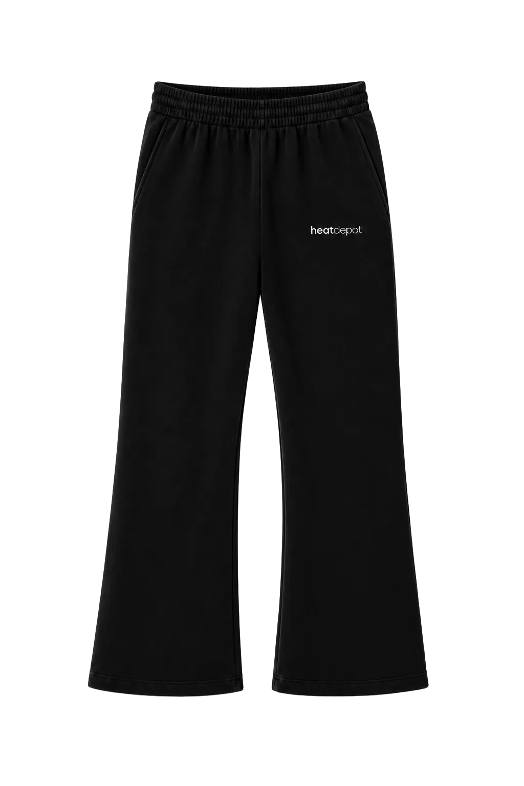 Heat Depot Logo Sweatpants in black, flare fit view
