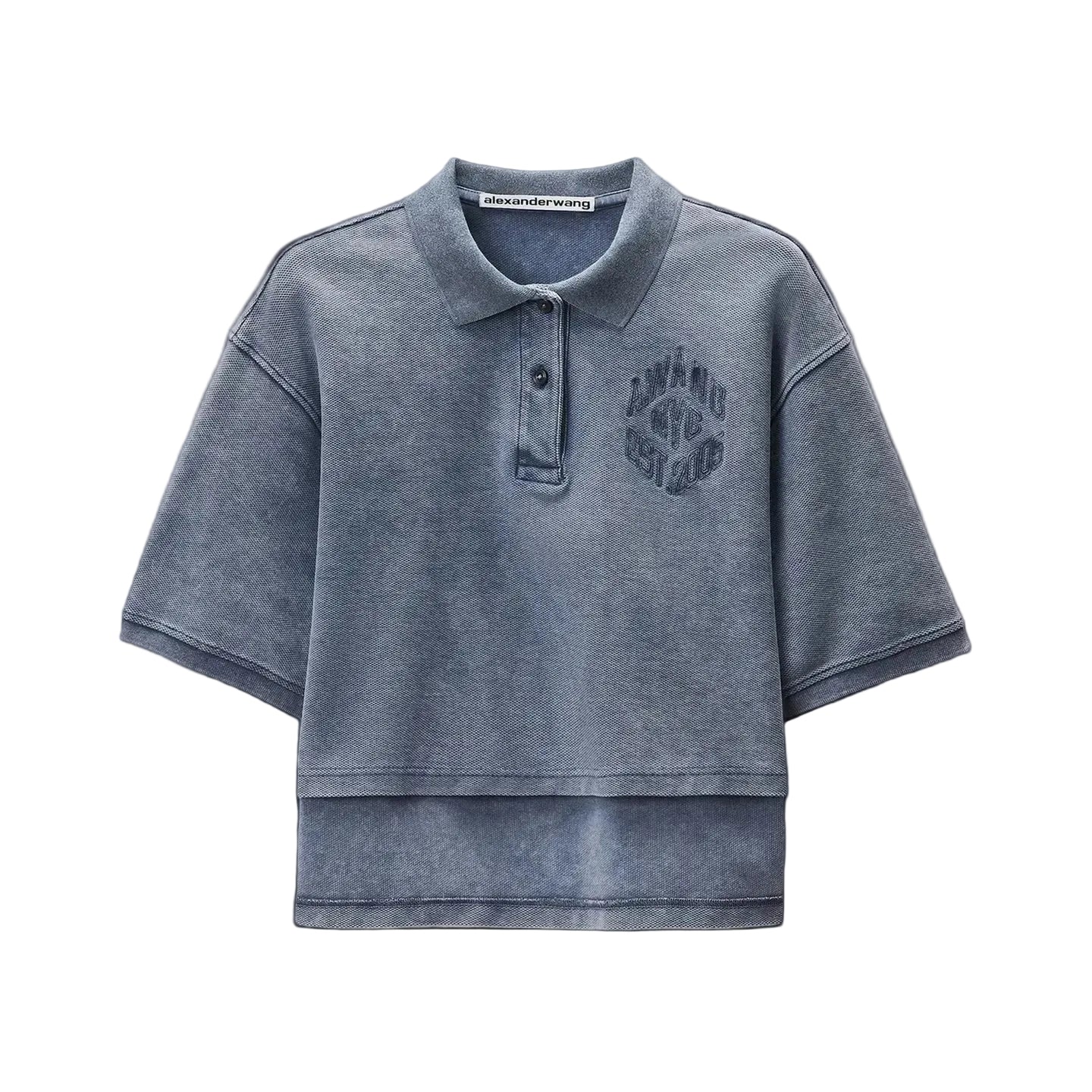 Alexander Wang Oversized High-Low Polo Top - Washed Navy