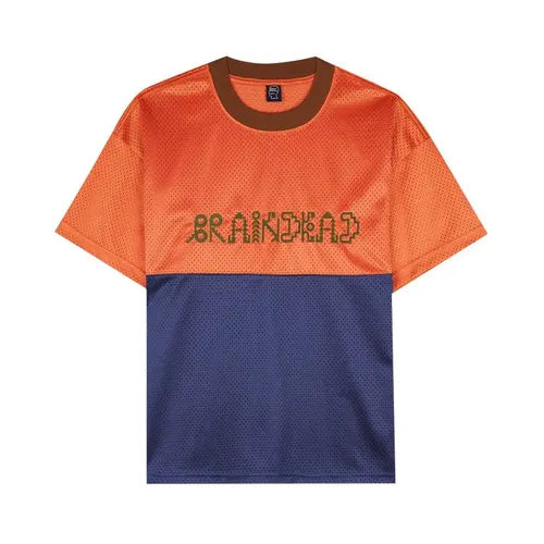 BRAIN DEAD MAZE FOOTBALL MESH SHIRT 'ORANGE/NAVY'