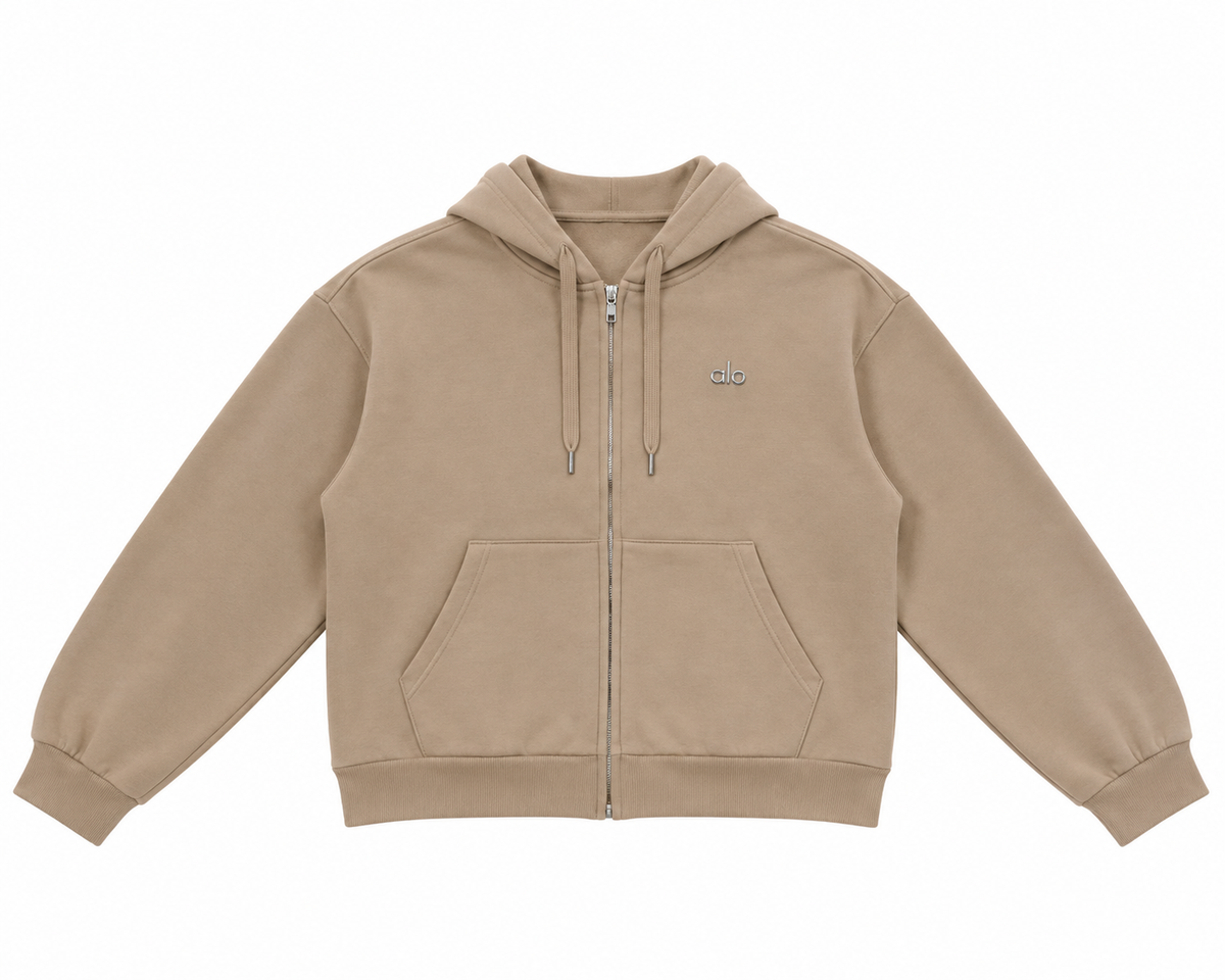 Alo Accolade Full Zip Hoodie - Beige