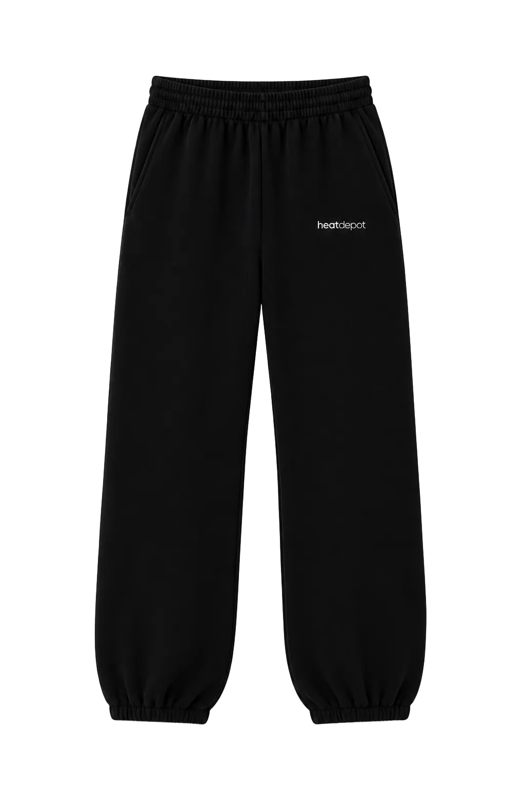 Heat Depot Logo Sweatpants in black, straight fit view