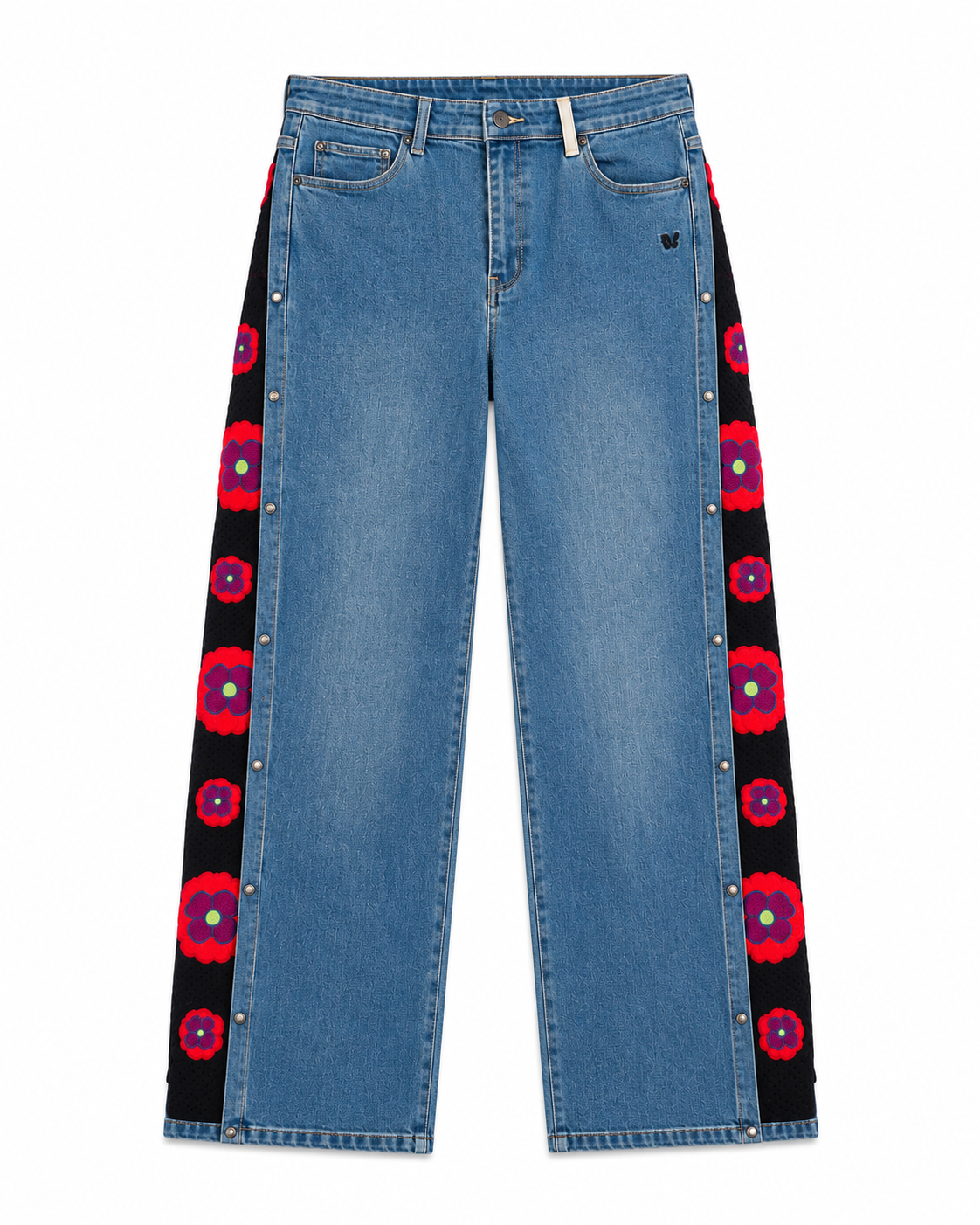 Opium stone wash open crochet Denim Jeans