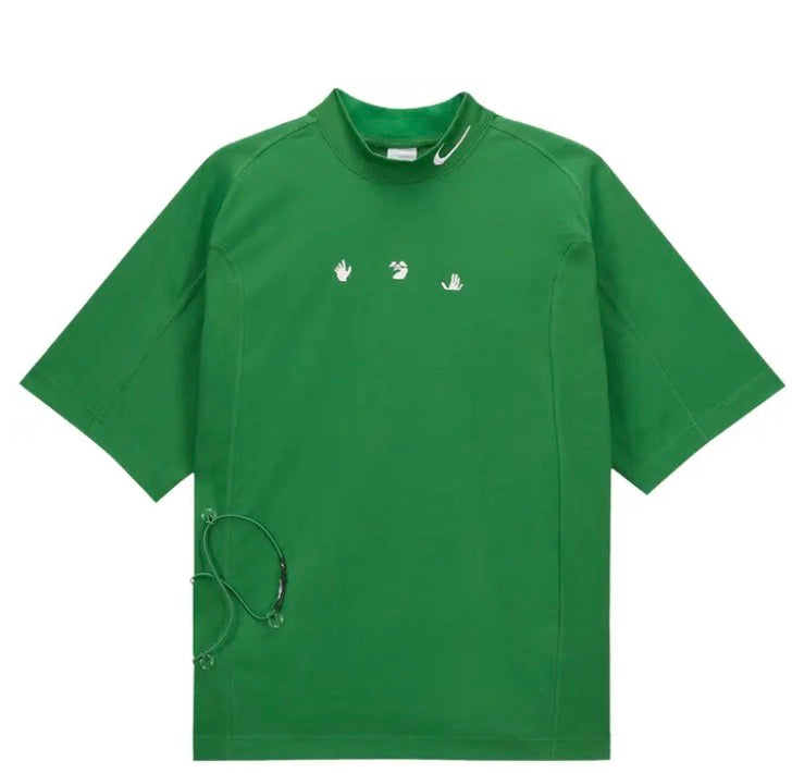 Nike x Off-White mock-neck short-sleeve top in Kelly Green, front view