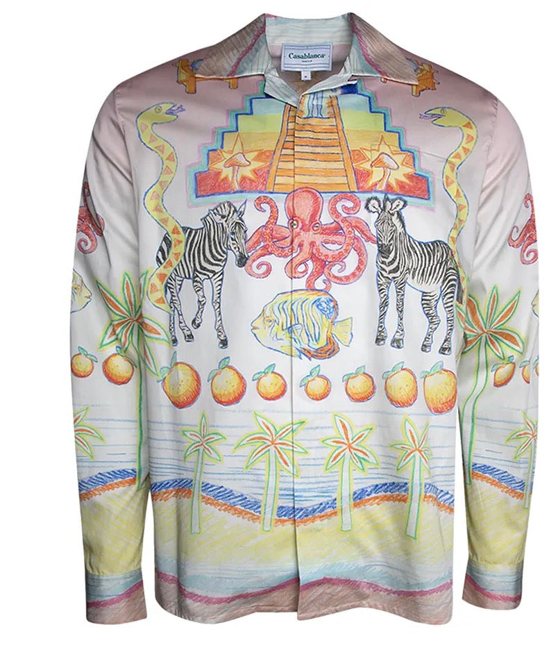 Casablanca Cuban Collar Long-Sleeve Shirt 'Lâ´Arbre De Vie'