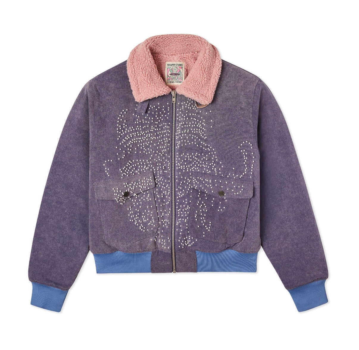 KidSuper Beaded Face Canvas Bomber – Dark Purple