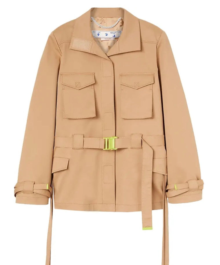 Off-White Gabardine Cargo Field Jacket 'Beige'b