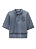 Alexander Wang Oversized High-Low Polo Top - Washed Navy