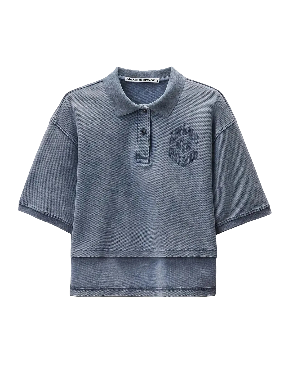 Alexander Wang Oversized High-Low Polo Top - Washed Navy