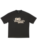 Balenciaga Hand Drawn BB Icon Vintage T-Shirt 'Black/Beige'