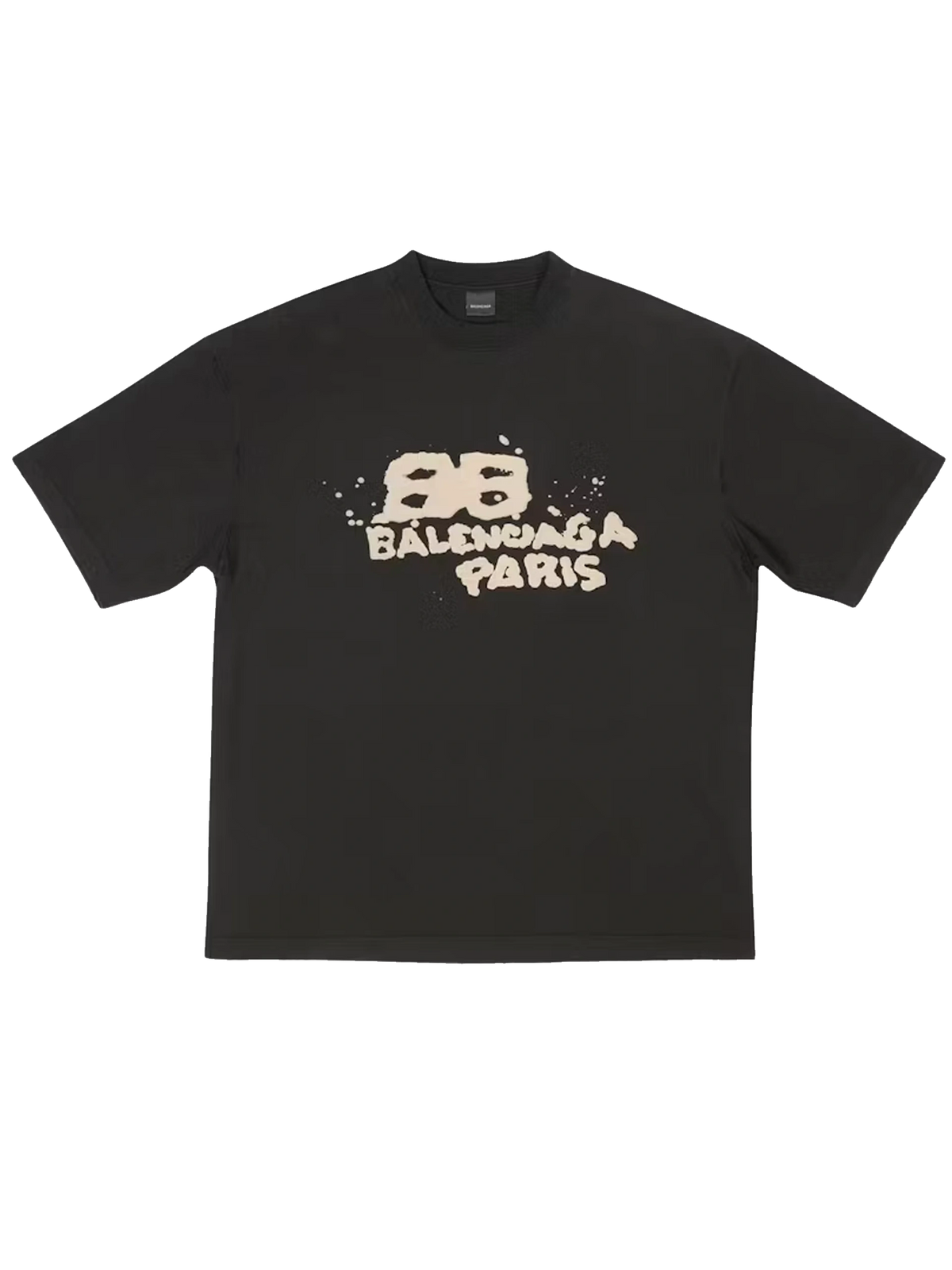 Balenciaga Hand Drawn BB Icon Vintage T-Shirt 'Black/Beige'