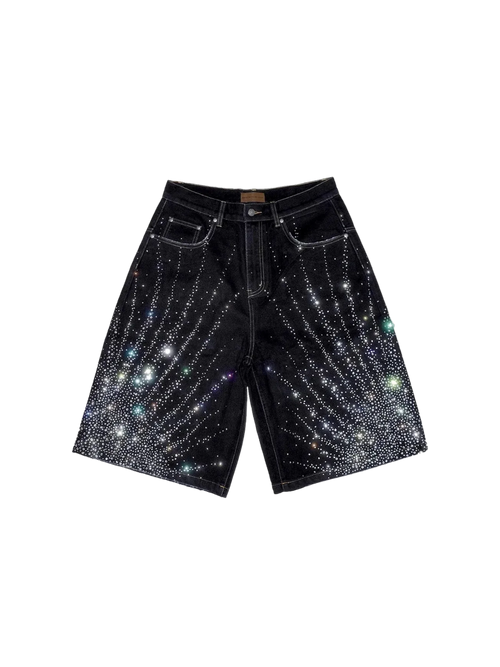 Black Birth of Royal Child Starlight Diamond Shorts with rhinestone details — image 1
