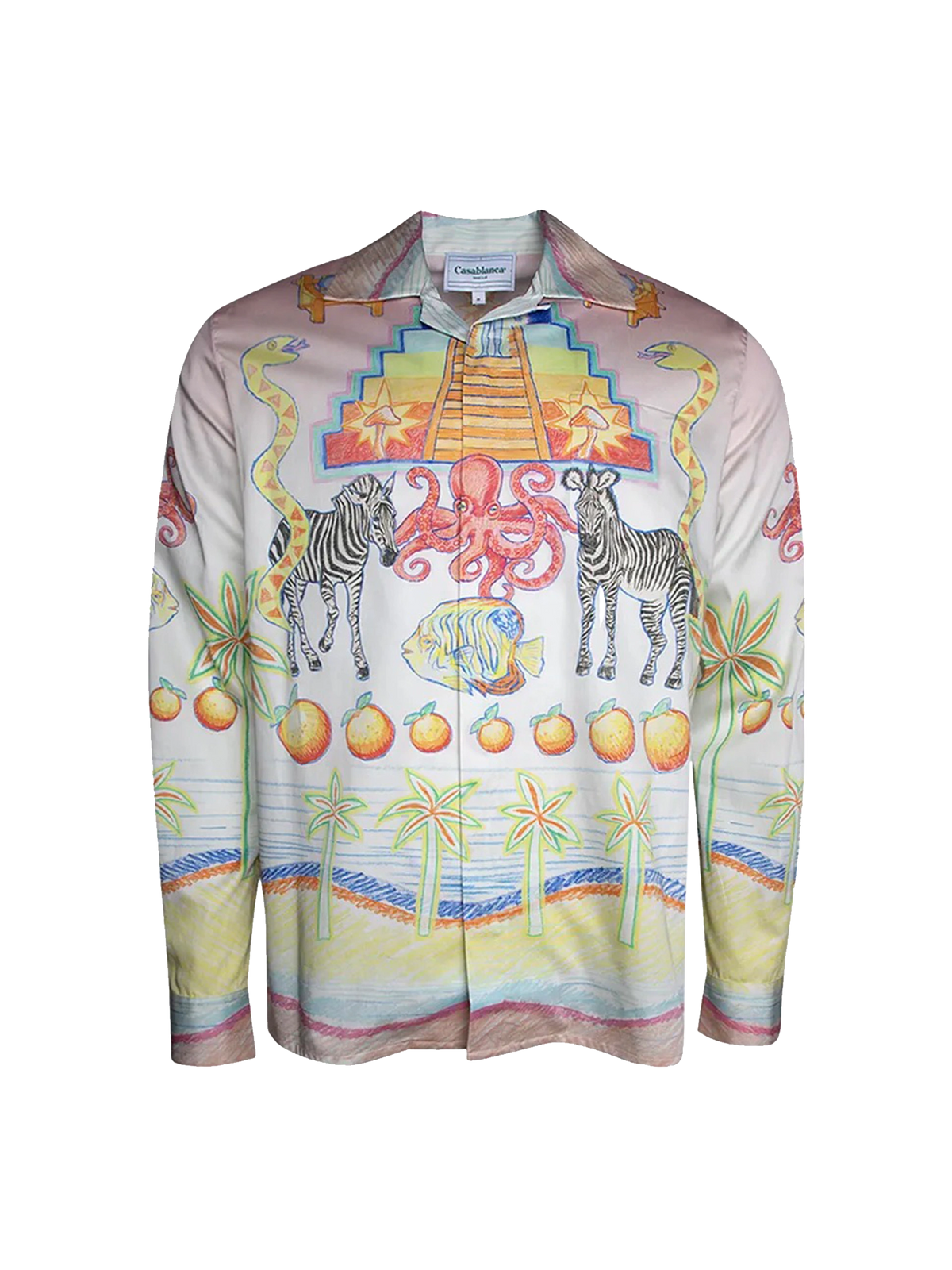 Casablanca Cuban Collar Long-Sleeve Shirt — L’Arbre de Vie