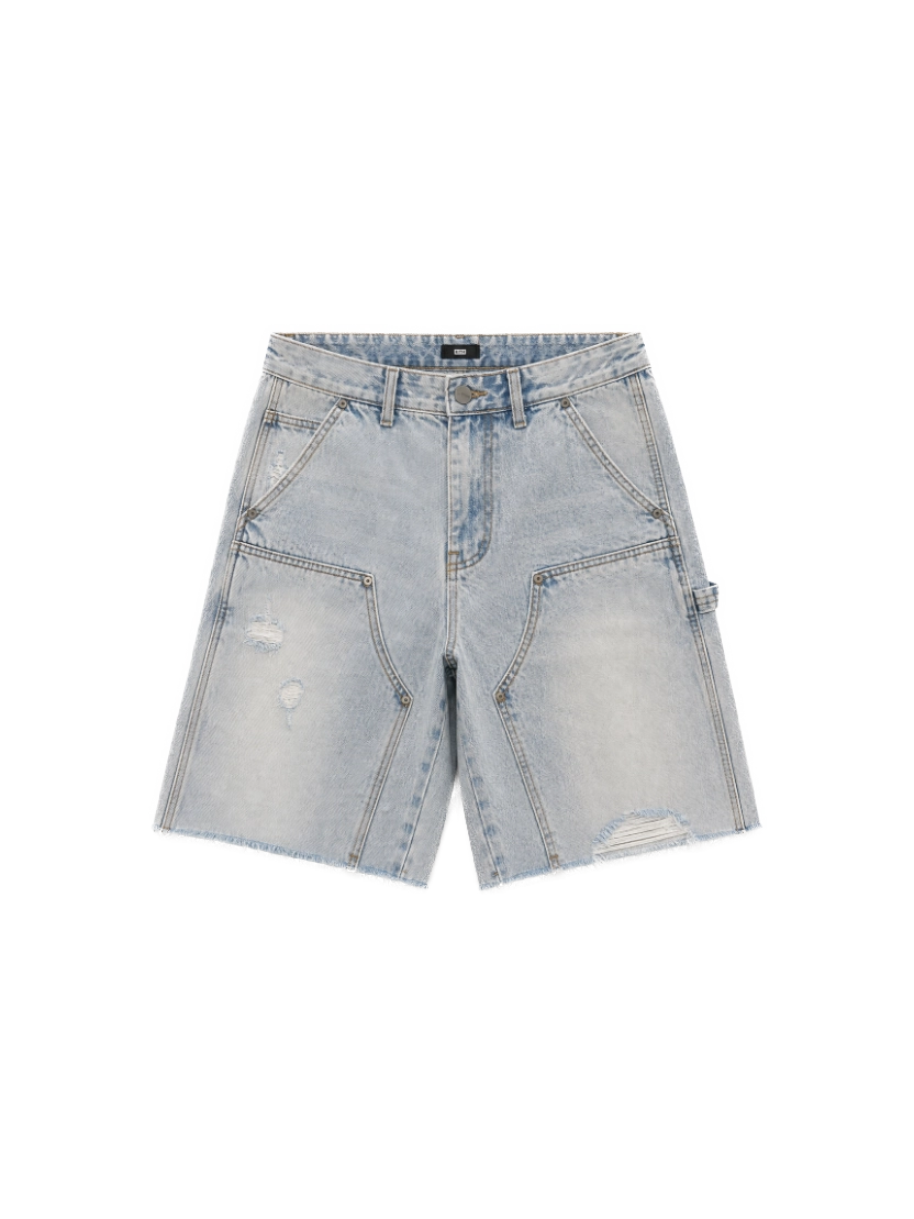 EPTM Angelo Distressed Denim Shorts — Medium Blue
