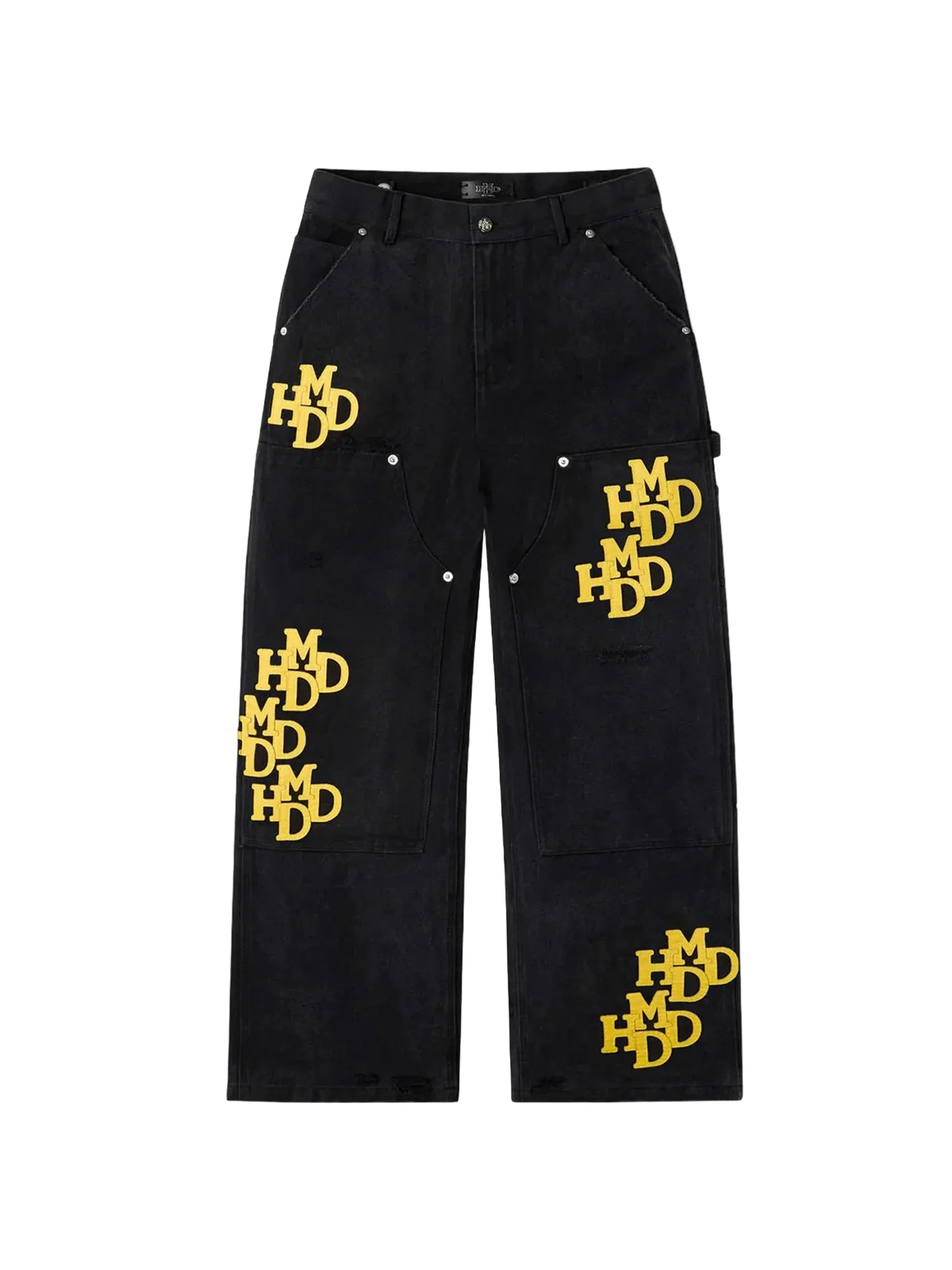 HMDD Yellow Patch Double-Knee Pants — Black