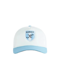 White Kith Kids Hawaii trucker hat with light-blue visor and Hawaii H shield patch