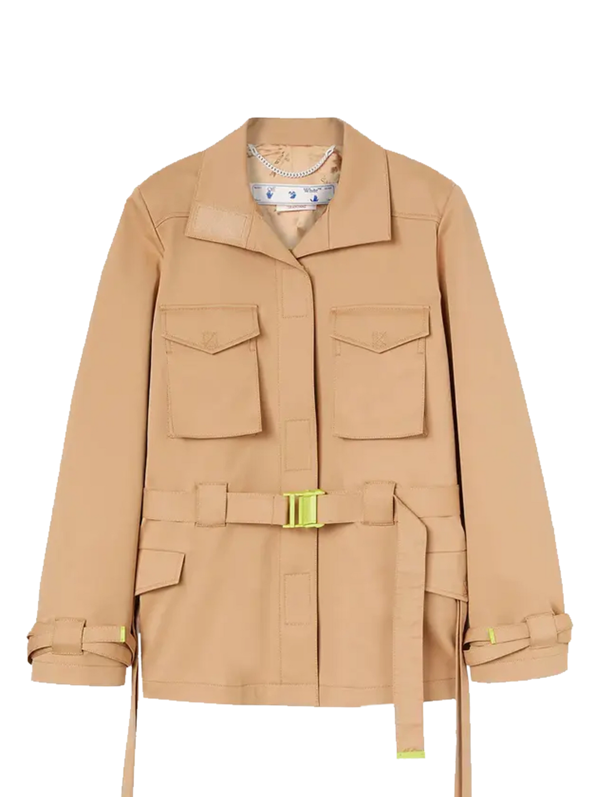 Off-White Gabardine Cargo Field Jacket — Beige