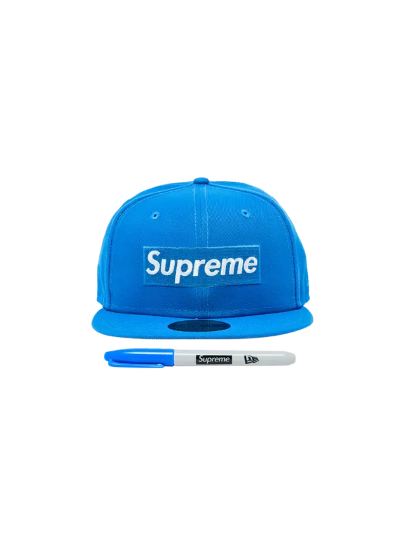Supreme Sharpie Box Logo New Era Cap — Blue