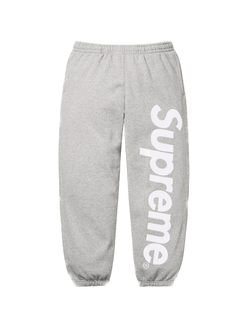 Supreme Satin Appliqué Sweatpants — Heather Grey