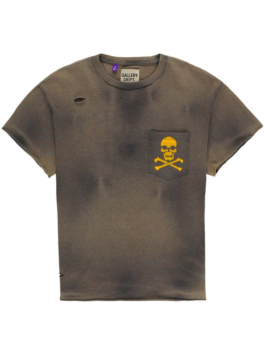 Gallery Dept. - Distressed Skull Print T-Shirt in Grey