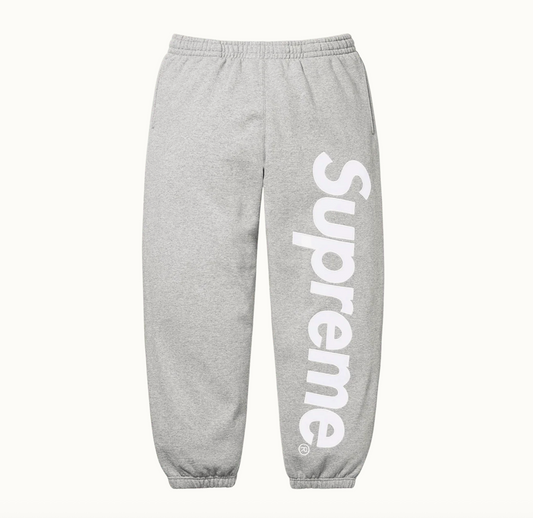 SUPREME SATIN APPLIQUÉ SWEATPANT 'HEATHER GREY'