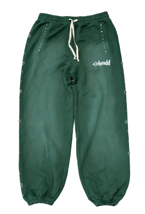 HMDD - Green Flower Studded Sweatpants