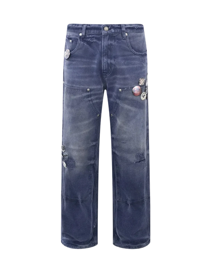 BIRTH OF ROYAL CHILD 1920 VINTAGE BLUE PIN EMBLEM WORKWEAR TROUSERS