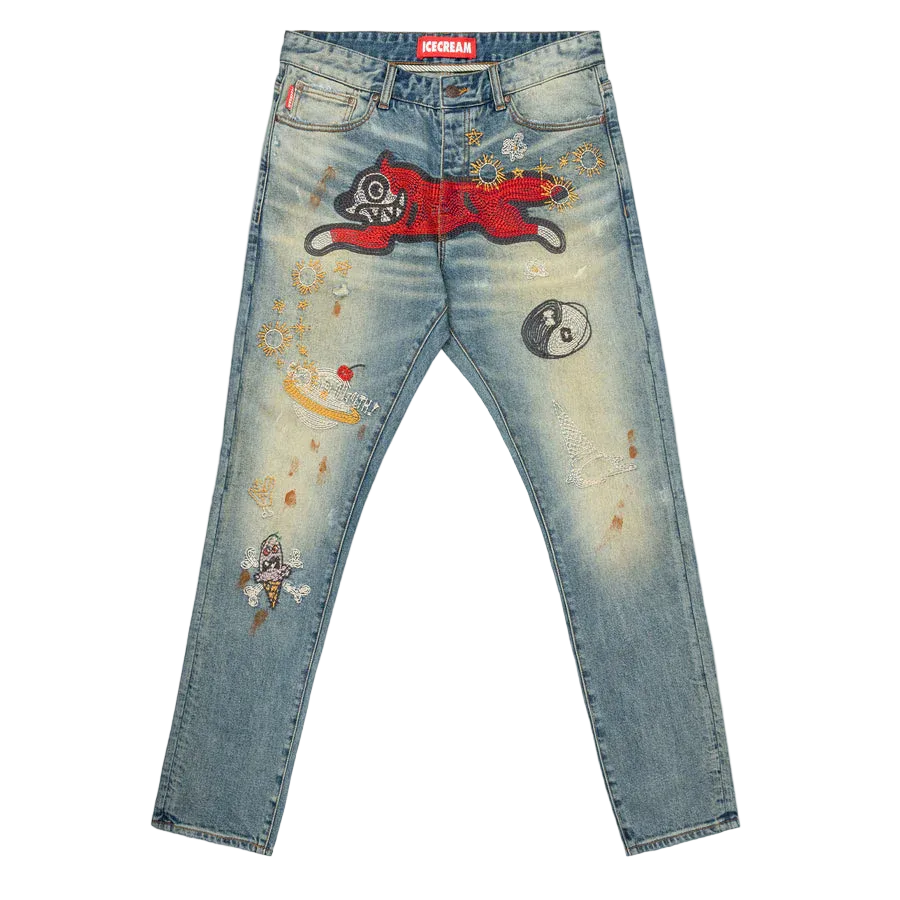 BBC ICE CREAM - Running Dog Red Skinny Denim
