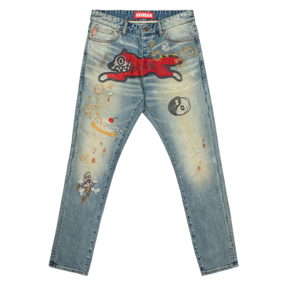 BBC ICE CREAM - Running Dog Red Skinny Denim